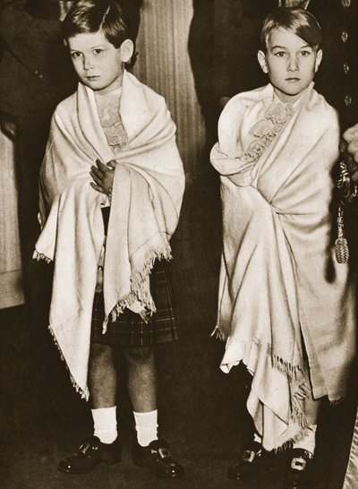 Prince Michael of Kent and Prince William of Gloucester, page boys at the wedding of Princess Elizabeth, 1947 by English Photographer